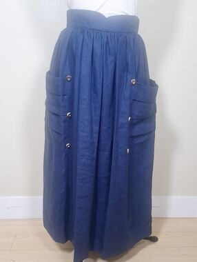 Sportalm Kitzbuhel Petra Karthaus Vintage Lined Midi Linen Patch Pocket Skirt